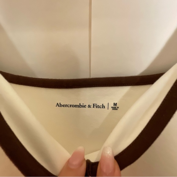 Abercrombie Women’s Notch-Neck Midi Dress Medium Off White - Picture 6 of 14